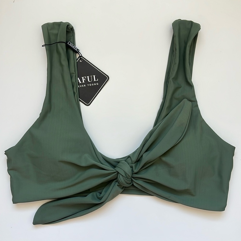 NWT Zaful Tie Front Bikini Top in Green Women's Medium